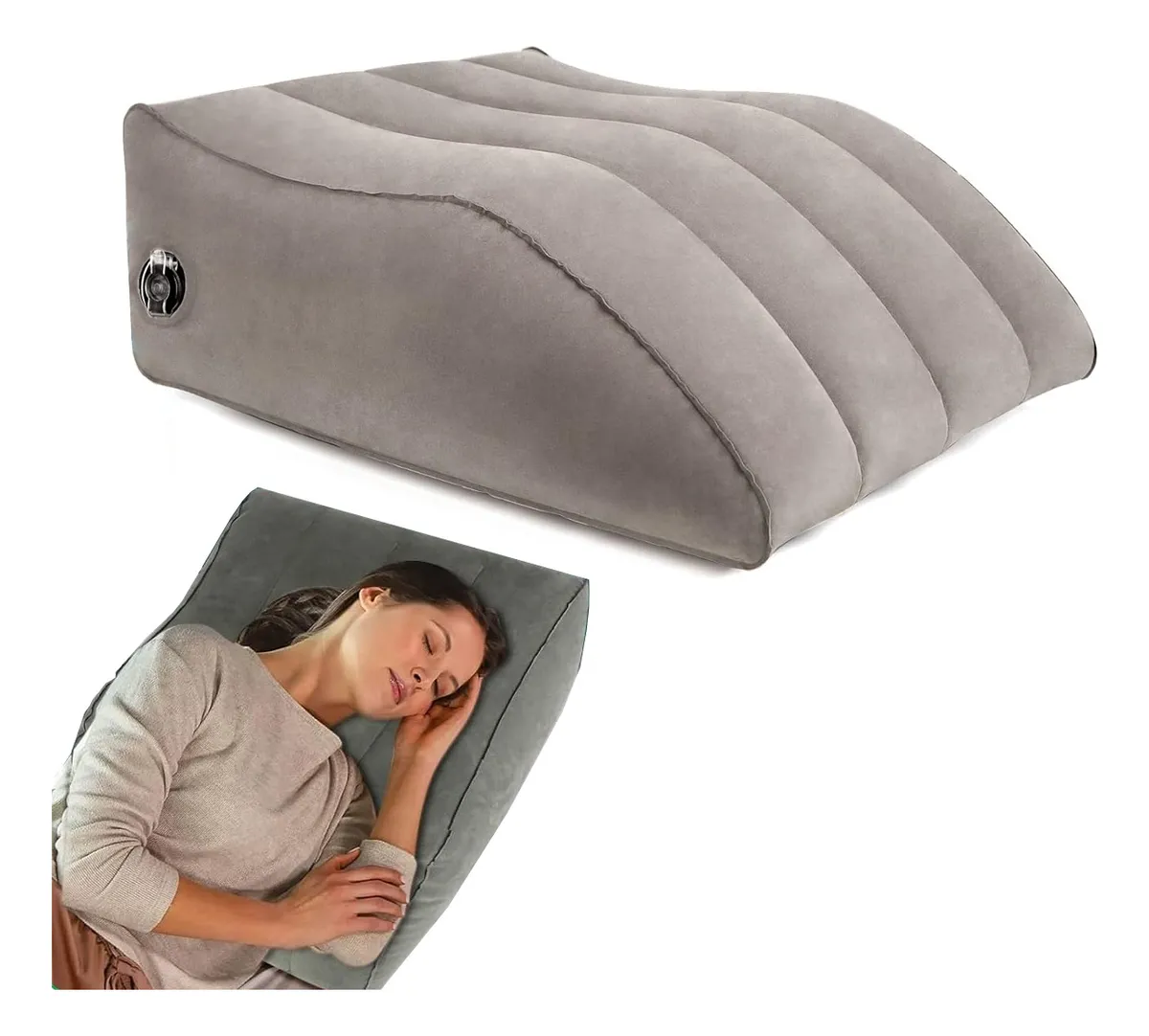 Cojín relajante para piernas color gris ergonómico.